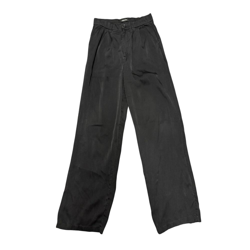 Anine Bing Carrie Silk Charmeuse Pants 26 Black High Rise Wide Leg Pants - Picture 4 of 12